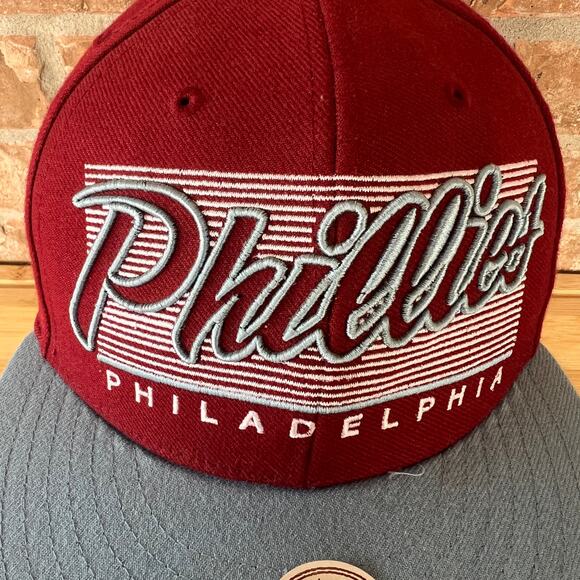 Phillies Maroon and Gray Snapback Hat - Picture 2 of 11